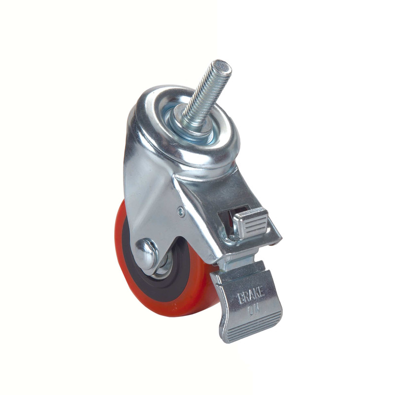 3" HD Caster - Double Locking - Swiveling - 1/2" Threaded Spindle
